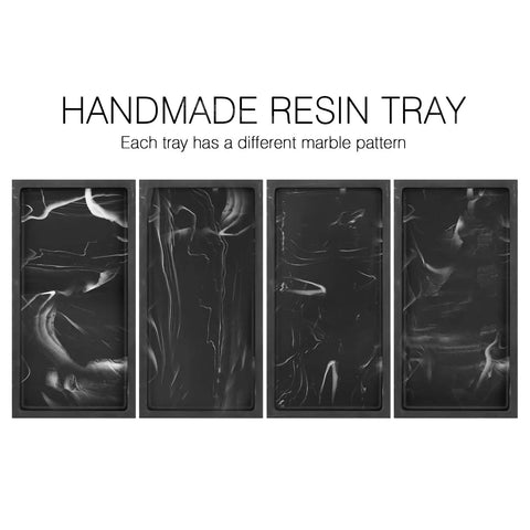 Keep Your Counter Slick Using This Solid Resin Vanity Tray Mini Ink Black Soap Dispenser Stand And Jewelry Catchall For Kitchen Organization Durable Build That Gonna Serve You Right, four handmade resin trays with unique marble patterns.