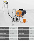 Heavy Duty Airless Paint Sprayer With Stand 3300 Psi Motorized Spray Machine features a metal gun and 25 ft hose length.