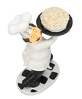 Tiny 8Cm Chef Statue Ornament For Kitchen And Office Decor Lightweight 3D Cartoon Dining Table Figurine Cute Cooking Craft Bust For Home Desk Or Shelf Accent holding a cake