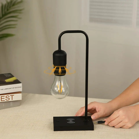 Dope Magnetic Levitating Lamp With Floating LED Bulb Wireless Charging Desk Light Auto Control Touch Switch Perfect For Your Dope Home Office Everyday Setup on a desk