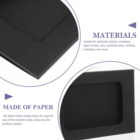 Black Window Envelopes Set 30 Pack Small Size For Business Cards Photos And Invitations Blank Presentation Card Envelopes