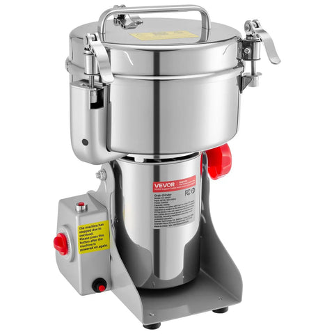 VEVOR 3400W Electric Grain Mill Grinder For Coffee Beans Spice Corn High Speed 32000RPM with stainless steel design.
