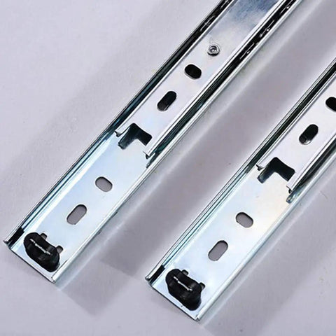 Close-up of Stainless Steel Drawer Slides Two Way Soft Close Ball Bearing Track For Cabinets Heavy Duty 16 Inch Pack Of 2