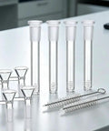 Lab-Grade Borosilicate Glass Funnels With Threaded Adapter, 10-Pack Set Including 4 Funnels And Tubes, 2 Cleaning Brushes