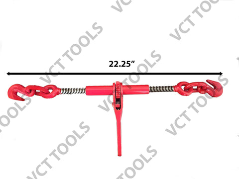 Four Pack Ratchet Chain Binders Beefy Heavy Duty 1/4 To 5/16 Inch Load Binders with Forged Steel Handle, flatbed truck use, 22.25 inch length