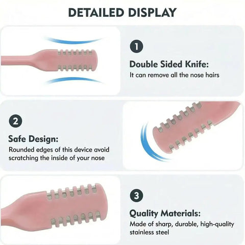 Close-up of Two In One Nasal Hair Cutter Set For Men And Women With 360 Degree Rotating Manual Nose Trimmer details and features