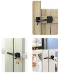 Heavy Duty Automatic Gate Latch Featuring Tough As Nails Self Actuating Mechanism And Secure Padlock Loop Built For Up To 144Mm Gates on wooden and white gates.