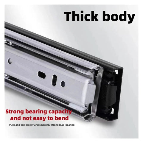 Professional Heavy Duty Bottom Mounted Drawer Slides Crafted From Cold Rolled Steel featuring a thick body for enhanced load-bearing capacity.