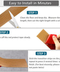 Installation steps for 2 Inch Self Adhesive Floor Transition Strip For Flat Vinyl Flooring Easy Install With Strong Backing Wood Grain.