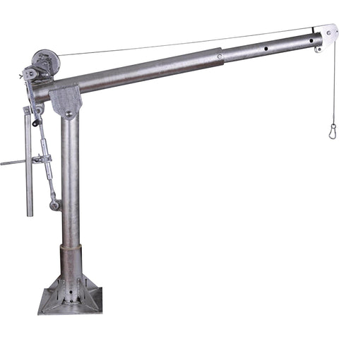 No Drama Heavy Duty Marine Davit Jib Crane With Stainless Steel Hand Winch And 1000 Lb Capacity For Boats, upright view showcasing solid metal frame.