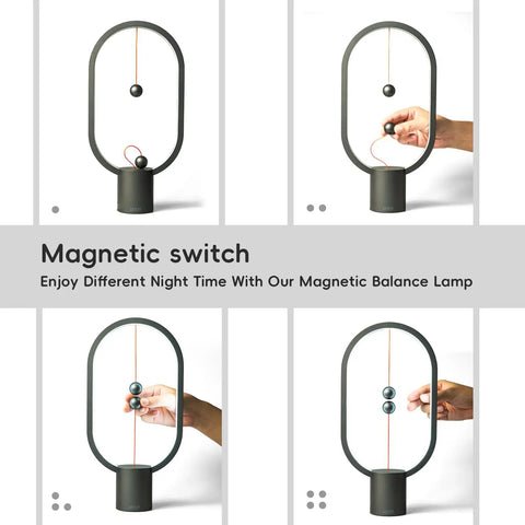 Balance Lamp For Bedroom And Nightstand With Touch Dimmer, Rechargeable LED Table Lamp showing magnetic switch design.