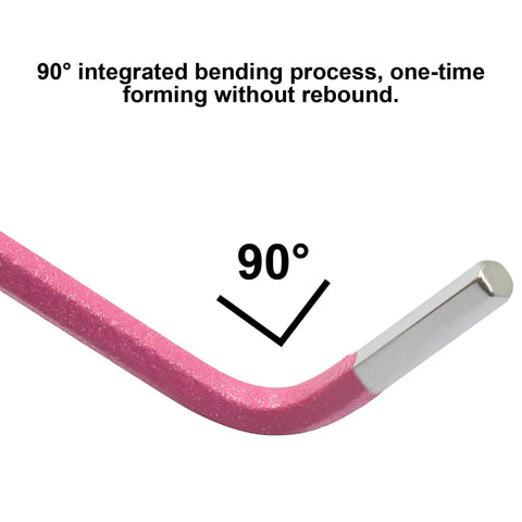 2Mm Ball End Hex Keys Set With Long Arm L Shaped Allen Wrenches in S2 steel, close-up on pink tool bend at 90 degree angle