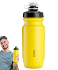 Yellow 18 Oz Spill Proof Water Bottle For Camping And Outdoors, Easy Squeeze Hydration Bottle held by a smiling person