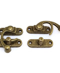 Bronze Mini Swing Arm Clasp Set For Suitcases, Jewelry Boxes, And Toolboxes, Vintage Toggle Hasp Hook With Curved Buckle, Left And Right Pair, 42x37mm