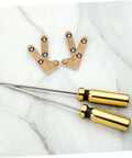 Heavy Duty Hidden Door Hinge Set For Secret Doors And Bookshelves, Invisible Pivot Bronze Hardware with tools on marble surface