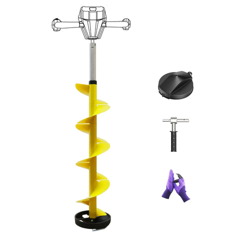 8 Inch Ice Auger For Cordless Drill With 35.95 Inch Extension Shaft Heavy Duty Nylon Polymer Body And Sharp Stainless Steel Blade