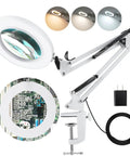 10X Magnifying Glass With Light And Stand, Optical Grade Glass Lens, Three Color Modes, Stepless Dimmable, LED Desk Magnifier