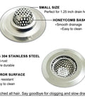 1.25 Inch Drain Strainer Stainless Steel Mesh Basket 2 Pack features stainless steel honeycomb design for efficient drainage.