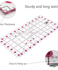 Pink quilting ruler from 45mm Rotary Cutter Set With Ergonomic Handle, Five Extra Rotary Blades And Ten Replacement Blades, A3 Cutting Mat, Craft Knife And 20 Sewing Clips