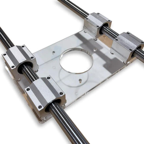 Slab Flattening Router Sled Kit With Rail Jig For Easy End Grain Boards And Epoxy Slabs, metal and acrylic sled assembly details
