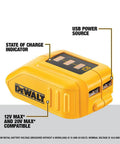 12V And 20V Max USB Charger With Two Ports And State Of Charge Indicator For The Job Site Powers Two USB Devices From 12V