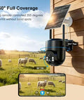 Reliable 4G LTE Solar Security Camera Delivers Crisp 5MP Footage And Vivid Color Night Vision No More WiFi Headaches Featuring Rugged IP65 Build Tailored For Backyards And Off Grid Sites mounted on a barn monitoring sheep with smartphone app control.