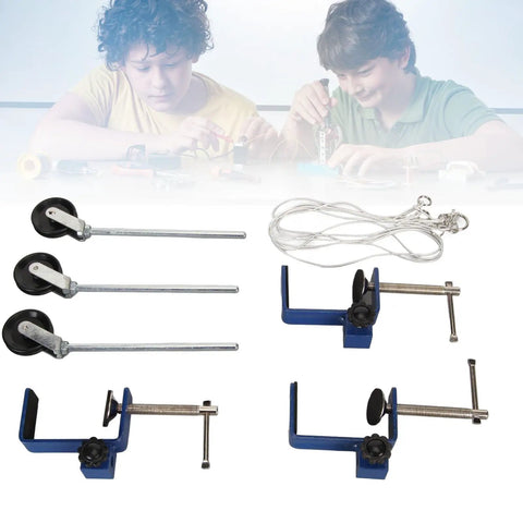 Laboratory Bench Clamp With Pulley Adjustable Metal Mounting Clamp For Physics Lab Setup Multipurpose Table Mount Clamp For Classroom Experiments And Science Demos, metal clamp set with rods and string