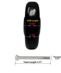 Side view of a 4 inch polyurethane shopping cart wheel with double ball bearing, measurements for hub length and width labeled.