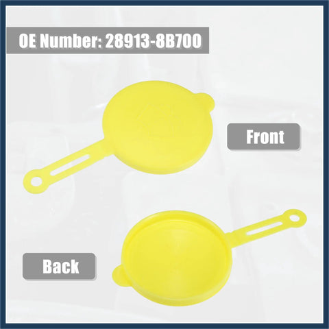 Yellow Windshield Washer Fluid Reservoir Cap Cover Replacement For Nissan Front and Back View