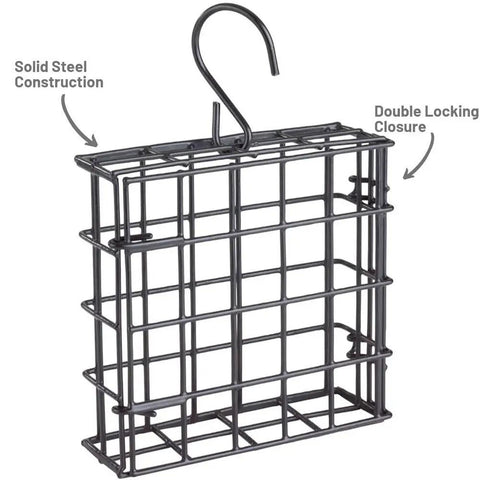Single Cake Suet Cage Bird Feeder For Clinging Birds Holds One Suet Cake Or Small Seed Cakes Black Durable Cage Feeder