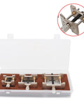 Metal Watch Movement Holder Set 3 Pcs Reversible Watch Repair Tool in box with three metal holders for 1.8, 1.5, and 1 inch movements