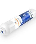 Heavy Duty Inline Polishing Carbon Water Filter Cartridge For Reverse Osmosis Systems With Quick Connect Fitting And Standard Size Compatible With Icf 10 Provides Smooth No Sweat Setup And Straight Up Clean Taste 6 Pack viewed from side, showing quick connect end.