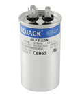 65 Uf MFD 240V AC Round Capacitor For Motor And Fan Start 50 To 60 Hz CBB65 10000 AFC Replacement, metallized film visible.