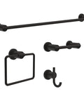 Slick Matte Black 4 Piece Bathroom Hardware Set With Adjustable 18 Or 24 Inch Towel Bar Towel Ring Toilet Paper Holder And Hook
