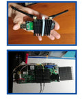 4 Pack Black Aluminum Heat Sinks With Pre Applied Thermal Conductive Tape installed on a circuit board with antennas visible