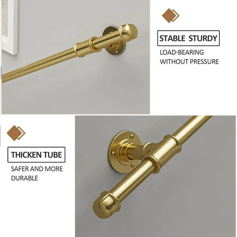 Modern Wrought Iron Handrail Telescopic Grab Bar Wall Mount Adjustable Safety Rail Indoor Outdoor Stair Support For Elderly Kids close-up image of gold handrail mounted on wall
