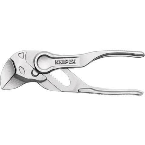 Compact Pliers Wrench XS With One Hand Fine Adjustment, 100 mm Chrome Plated, Slim Head For Tight Spaces, Grips Up To 21 Mm