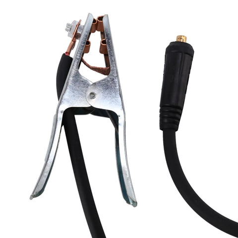 Heavy Duty 300A Ground Welding Earth Cable Clamp Clip For Mig TIG Arc Welder With Chrome Plated 10-25 Plug Holder Tool close-up.