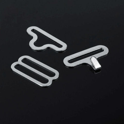 50 Sets Adjustable Bow Tie Hardware Clip Kit With Metal Cravat Clips, Hooks And Sliders In Silver on black background