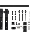 Folding Single Track Barn Door Hardware Kit For Double Doors, Bypass Sliding System With Low Ceiling Flat Track components