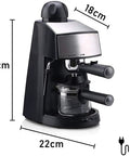 Compact Semi Automatic Espresso Machine With 5 Bar Pressure And Removable Milk Frother For Creamy Latte Cappuccino, gray and black finish, 33cm tall.