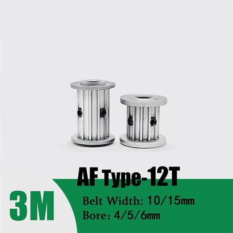 Heavy Duty HTD3M 12 Tooth Timing Pulley Machined From Solid Aluminum Alloy for 10mm 15mm belt widths and 4mm 5mm 6mm bore sizes.