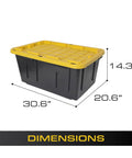 Dimensions of Beefy 27 Gallon Heavy Duty Stackable Storage Bins With Lids For Easy Stacking, Large Capacity 4 Pack in yellow and black
