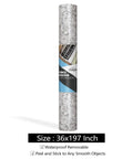 Gray Granite Contact Paper Peel And Stick 36x197 Inch Waterproof Self Adhesive Vinyl Wrap, roll with packaging label.