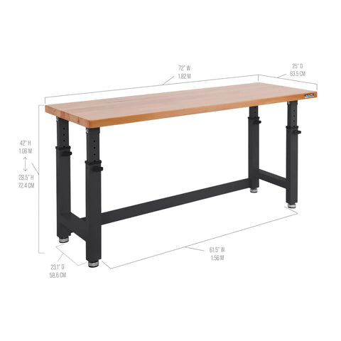 UltraHD Heavy Duty Workbench Table With Solid Wood Top 1000 Lbs Capacity Ideal Garage Workshop And Warehouse Desk Graphite Finish