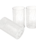 Seeded Glass Lamp Shade Three Pack Clear Cylinder Replacement Globes for Pendant Lights Wall Sconces and Chandeliers, shown from side.