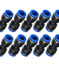 Push To Connect Straight Union Pneumatic Fitting 10mm OD To 10mm OD Plastic No Fuss Easy Snap Connector For Air Tubing, Pack Of 10