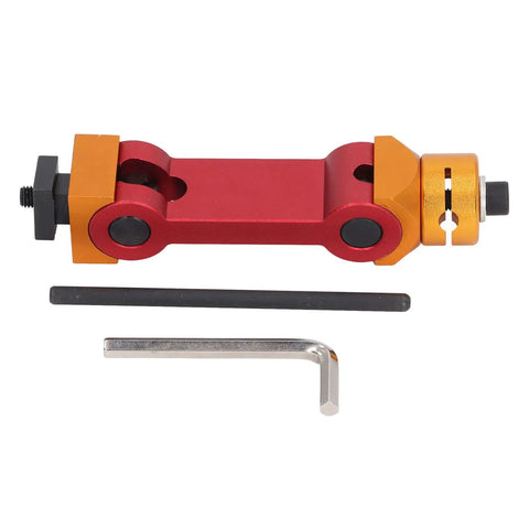 Rock Solid Hella Adjustable Milling Vise Stop Precision Cnc Mill Work Locator And Positioner Tool in red and gold with hex keys.