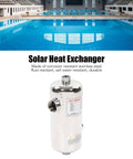 40KW Stainless Steel Pool Heat Exchanger For Spa And Solar Heating Heavy-Duty Swimming Pool Heater in front of pool