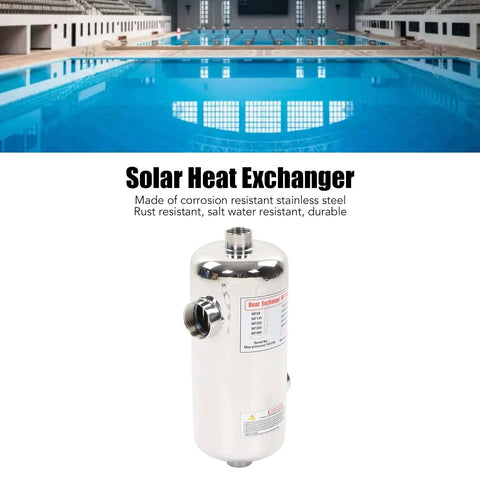 40KW Stainless Steel Pool Heat Exchanger For Spa And Solar Heating Heavy-Duty Swimming Pool Heater in front of pool
